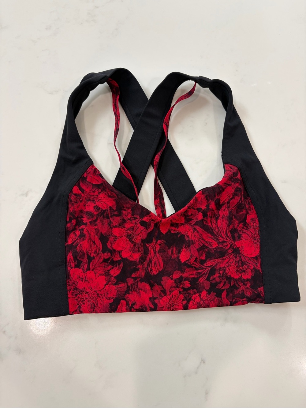 Lululemon Sweat Times Red Floral Sports Bra